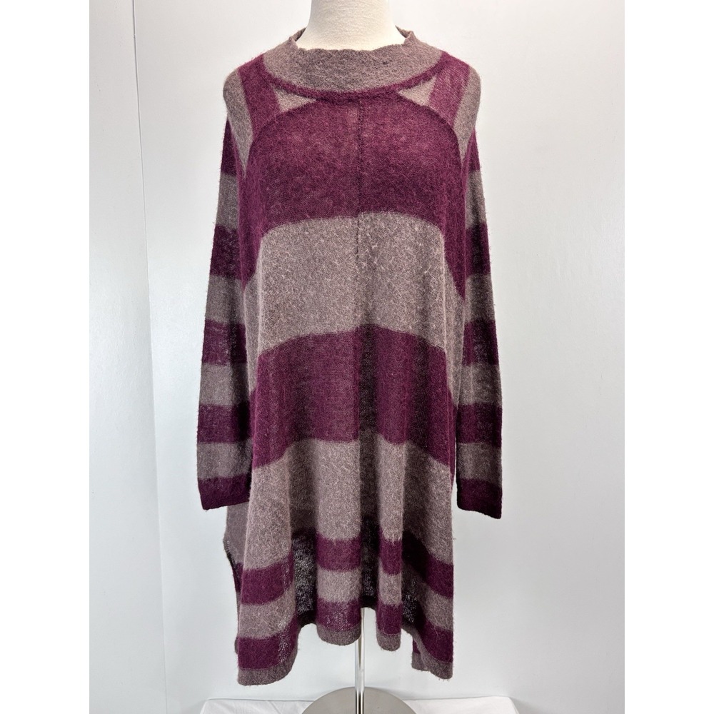 Free People Lafayette Alpaca Sweater Dress Size X-small burgundy Beige Stripes